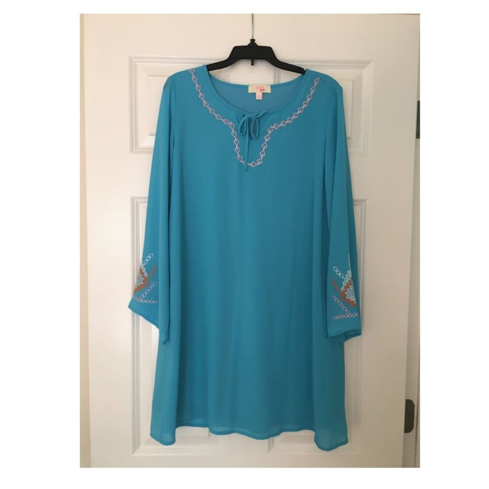GB girls Blue Embroidered Tunic Dress